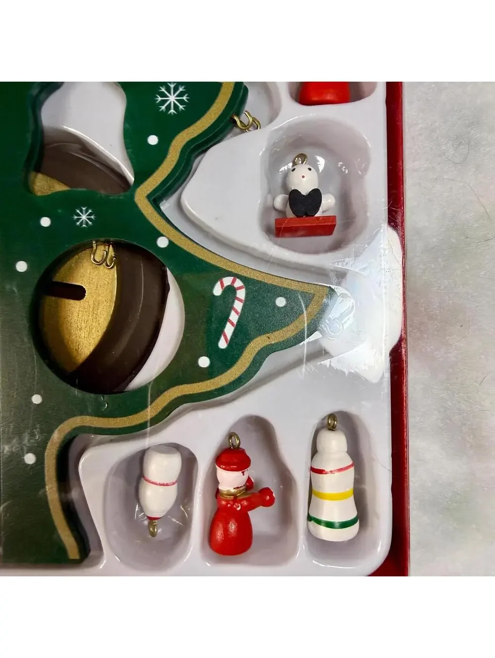 Hand Painted Wooden Christmas Tree with 20 Mini Ornaments